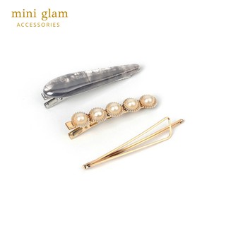 Miniglam Grey Marble Pearl Hair Clip Set เซ็ตกิ๊บติดผมลายหินอ่อนสีเทา