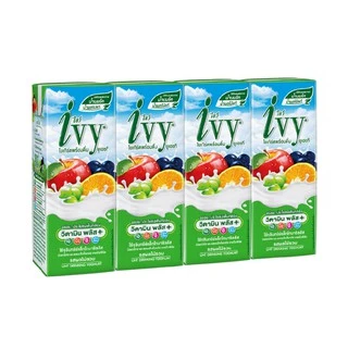 ไอวี่ โยเกิร์ตพร้อมดื่ม ยูเอชที รสผลไม้รวม 180 มล. แพ็ค 4 กล่อง Ivy