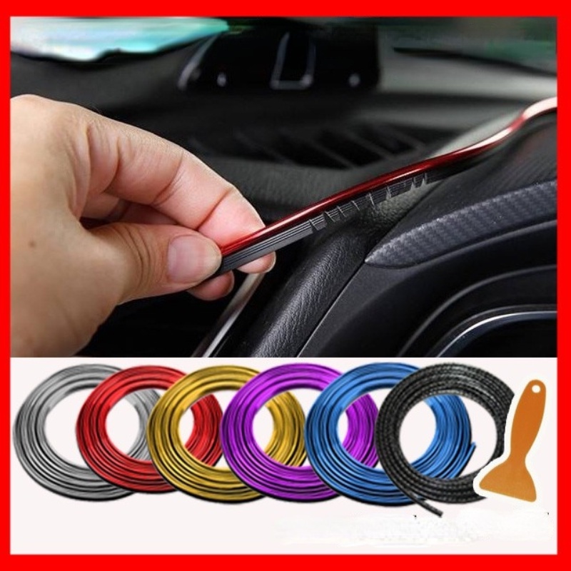 เส้นแต่งร่องคอนโซลภายในรถ ไม่ใช้กาว ตัดขอบ แต่งคอนโซลรถ ให้ดูดีมีระดับ ติดแน่น ทนทาน สีเงาวาว สวยๆ C