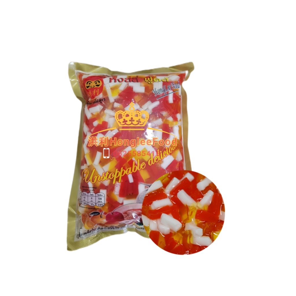 ฟรุ๊ตสลัด บุกสตรอ แคนตาลูป แอปเปิ้ล ส้ม 5สี มะพร้าว สับปะรด องุ่น หงส์ลี่ ฟู้ดส์1000กรัม