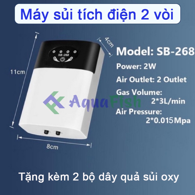 OXY เครื่องกําเนิดออกซิเจนไฟฟ้าสําหรับตู้ปลาพร้อมหัวฉีด Sobo SB 268 2 หัว, หัวฉีด Sobo SB 168 1 หัว 