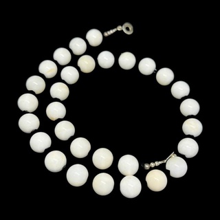 สร้อยคอ หินโมรา หินอาเกต เม็ดทรงกลม Black &amp; White Agate Round Beads Necklace Handmade Gemstone Jewelry