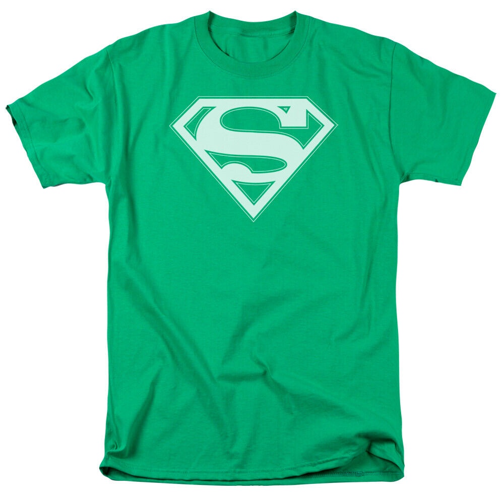 คอลูกเรือเสื้อยืดคอกลมGildan เสื้อยืด ผ้าฝ้าย 100% พิมพ์ลายการ์ตูน Superman Green & White สําหรับผู้