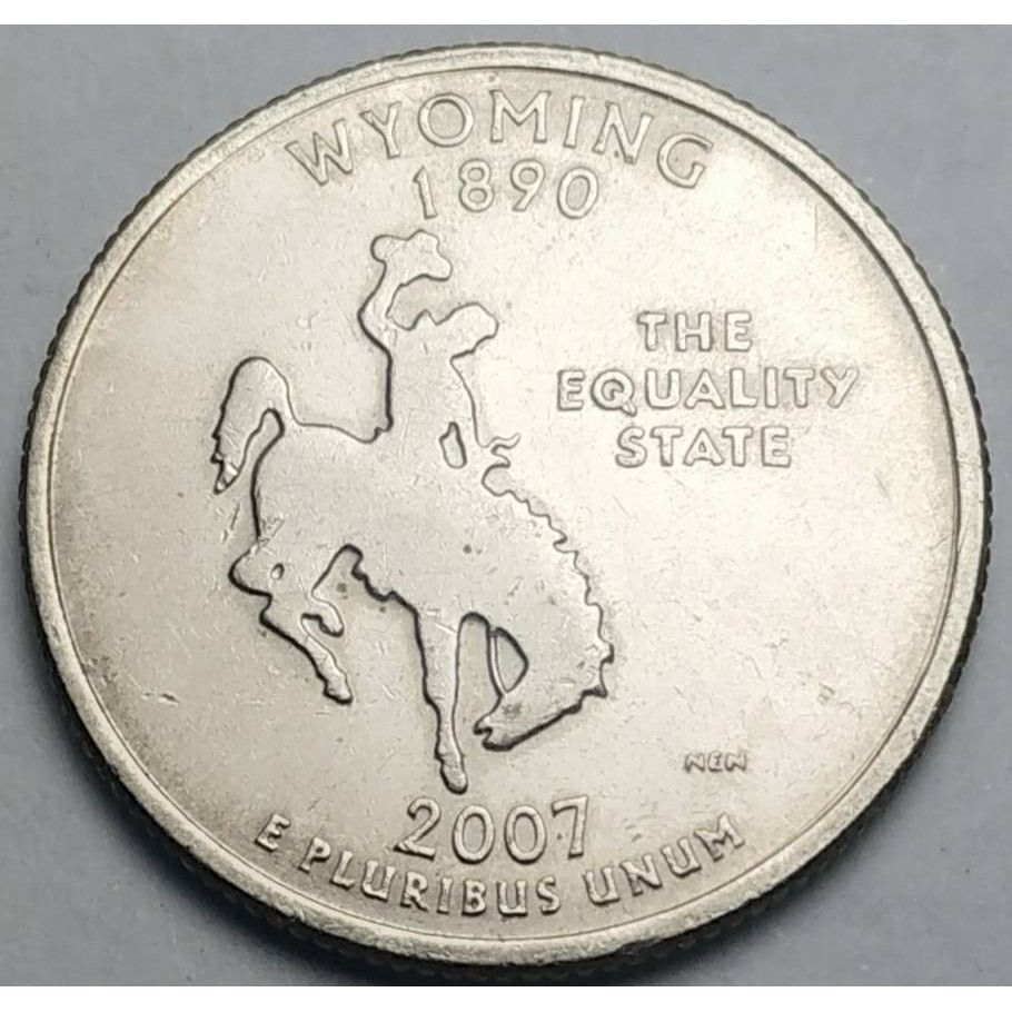 สหรัฐอเมริกา (USA), ปี 2007, 25 Cents รัฐไวโอมิง (Wyoming), ชุด 50 รัฐของอเมริกา