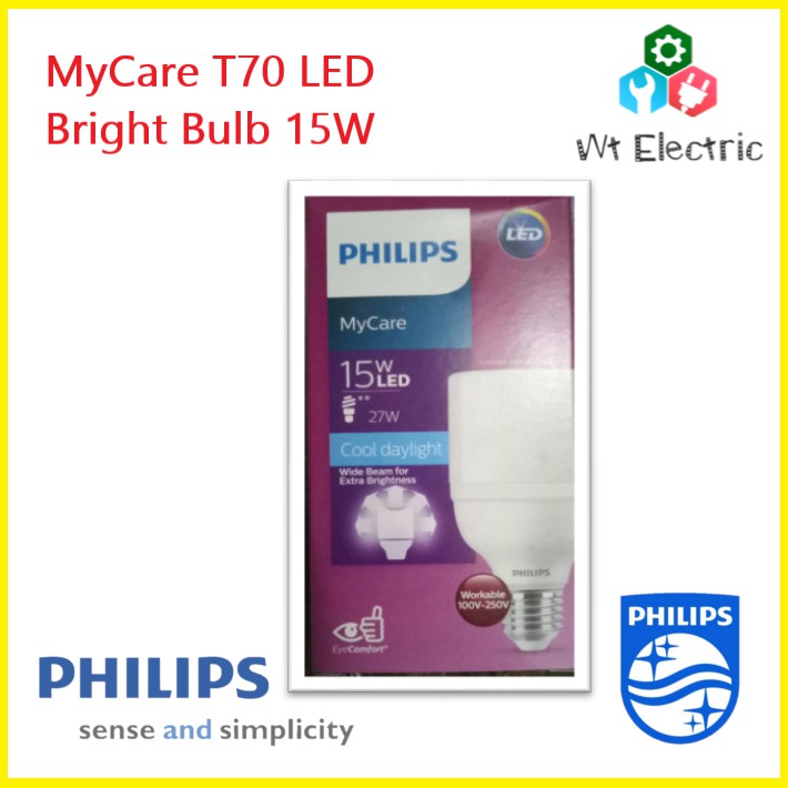 Philips หลอดไฟ รุ่นใหม่ สว่างกว่าเดิมMyCare T70 LED Bright Bulb 15W 17W E-27 แสงขาว วอร์ม เลือกได้