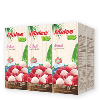 มาลี น้ำลิ้นจี่ผสมวุ้นมะพ้าว ขนาด 180 มิลลิลิตร แพ็ค x 6 กล่อง Malee Lychee Juice with Maw Pao Jelly Size 180 ml.Pack x