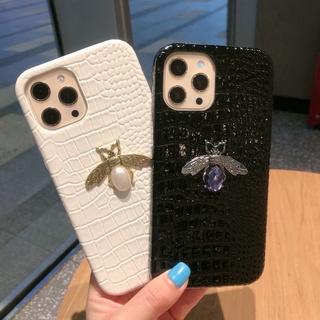 เคสโทรศัพท์มือถือหนังจระเข้ ประดับไข่มุก สําหรับ iphone 11 13 pro max 12 pro max xr xs max 7 8 plus 6plus