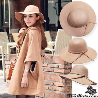 หมวกปีกกว้าง Floppy Hat ผ้าสักหลาด สีครีม F5Ah18-0022