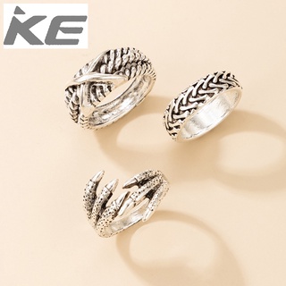 Punk Rings Cold Irregular Geometric Eagle Claw Rings Three-piece Set for girls for women low p