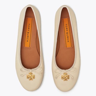 [เก็บ code ลดเพิ่ม 1500]พร้อมส่งในไทย📦รองเท้า TORY BURCH Logo Charm Ballet Flat(หนังทั้งคู่)**ของเเท้