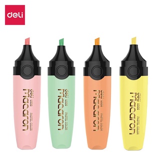 Deli ปากกาไฮไลท์ ปากกาเน้นข้อความ 1 แท่ง 4สี รุ่น EU356 มาการอง ปากกาเน้นข้อความสี ​อุปกรณ์การเรียน Highlighter