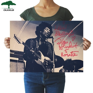 Dlkklb สติ๊กเกอร์โปสเตอร์กีตาร์ไฟฟ้า Jimi "Hendrix Rock Music 51x35.5 ซม. สําหรับติดตกแต่งผนังบ้านคาเฟ่