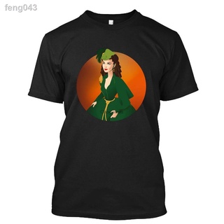 TSHIRTฝ้าย✈☾Romecita Veet Scarlett O hara Vivien Leigh Gone The Wind Movie Gift Men s Round Neck Korean Style 100% Pure