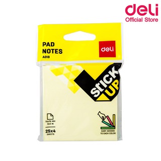 Deli A01802 Sticky Notes กระดาษโน๊ตกาว (แพ็ค 1 ชิ้น) กระดาษโน๊ต อุปกรณ์สำนักงาน เครื่องเขียน อุปกรณ์การเรียน กระดาษกาว