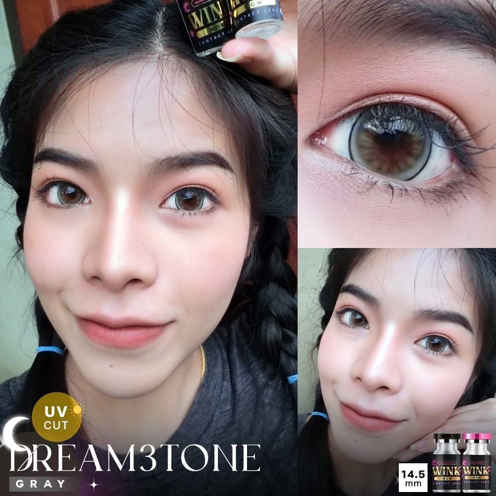 คอนแทคเลนส์🌈Dream 3 tone🌈 Chestnut/Gray (Wink) ขนาดบิ๊กอาย💖