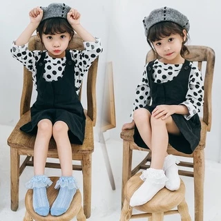 พร้อมส่ง ถุงเท้าเด็กหญิง ถุงเท้าลูกไม้ สำหรับเด็กอายุ 0-6 ปึ ลูกไม้ข้อสั้น สีหวานน่ารัก ลูกไม้2ชั้น