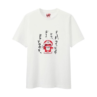 Uniqlo Doraemon Young Uniqlo Doraemon Cat เสื้อยืดแขนสั้นพิมพ์ลายสำหรับผู้ชายและผู้หญิงเสื้อยืดอินเทรนด์