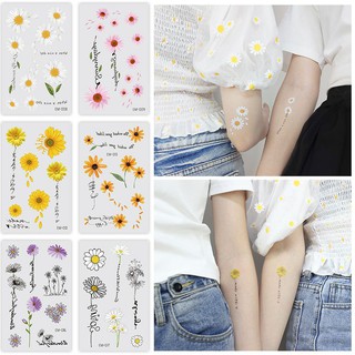 แทททู🌻 Daisy เดซี่ ดอกทานตะวัน🌻 แบบชั่วคราวกันน้ำ ติดแล้วลายขึ้นเลยไม่ต้องรอ