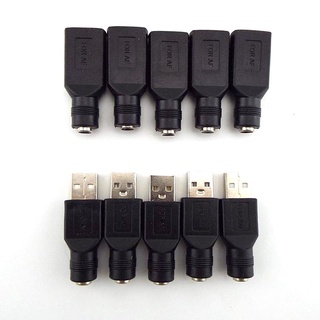 แจ็คเสียบ 5V DC Female Power Power Jack To USB 2.0 Type A Male 5.5x2.1 มม. 5 ชิ้นสําหรับแล็ปท็อป DC