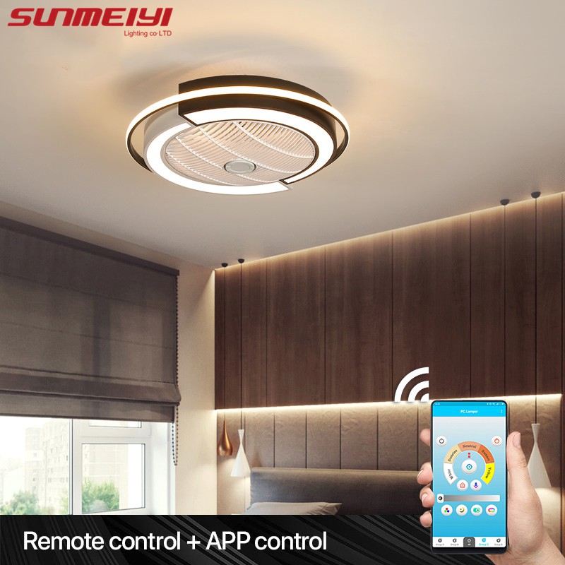 Smart remote control Ceiling Fans With Lights For Living Room Modern ...