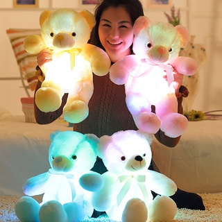 ❀✌Kids Led Light Up Gifts Stuffed Glowing Teddy Bear Soft Plush Toy Tie Animal