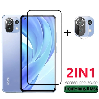 ( พร้อมส่ง ) ฟิล์มกระจกนิรภัยเต็มจอ สําหรับ Xiaomi Mi 11 Lite 5G NE Mi11 Lite 11Lite 5G 2 - In - 1 ฟิล์มกันรอยเลนส์กล้อง ฟิล์มหลัง xiomi Mi 11lite ฟิล์ม