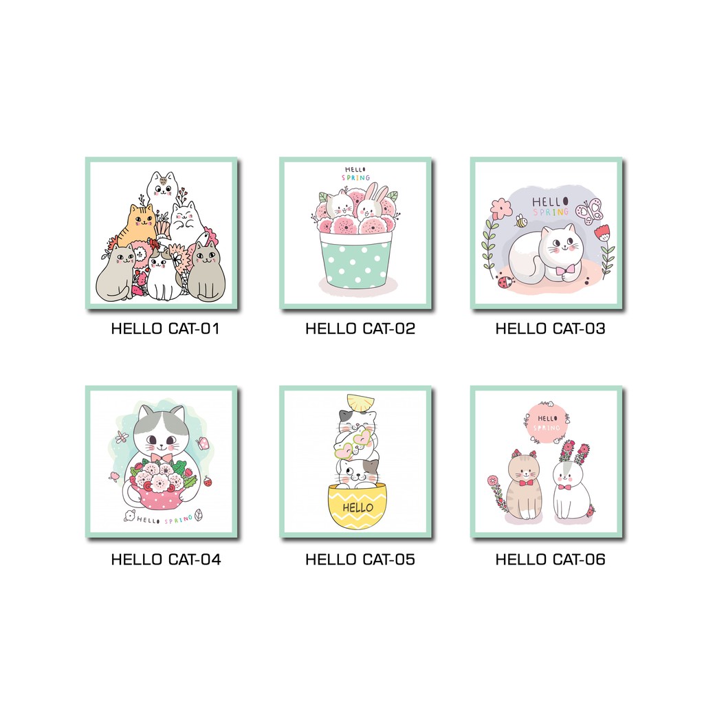 ตกแต่งผนังไม้โปสเตอร์แสดง Walldecor Cat Hello Cat สัตว์ Shabbychic Cafe ตกแต่งห้อง