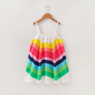 NNJXD Baby Girls Princess Dress Rainbow Sling Sleeveless Tutu Dresses For Children Striped Costume Toddler Kids Spring Summer Clothes