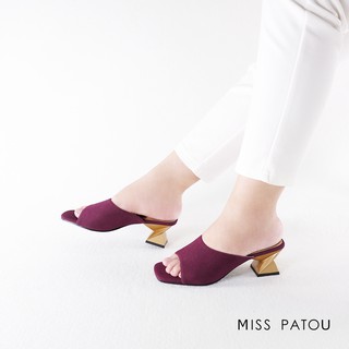 สีม่วง MISS PATOU (1P05002) รองเท้าส้นสูงสวมง่าย