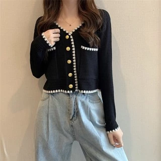 ส่งทันที Cici"พร้อมส่ง"(NO. 6534-1)เสื้อถักแขนยาว กระดุมทอง ใส่แล้วดูแพง สวยหรู