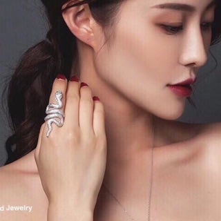 แหวนเพชร CZ แท้ แหวนแฟชั่น งานเกรดจิวเวลรี่ Snake  Diamond Ring