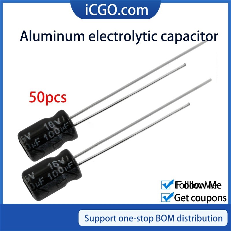 50pcs 6*7 อลูมิเนียม Electrolytic Capacitor 10UF 22UF 47UF 63V 100V Electrolytic Capacitor assortmen