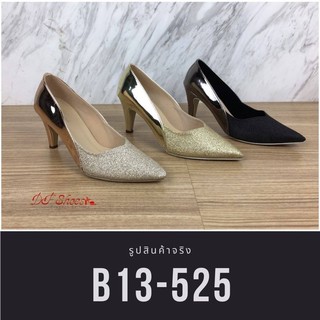 *เช็คของก่อนกดสั่ง* รองเท้าคัชชูหัวแหลมส้นเข็มกากเพชร b13-525