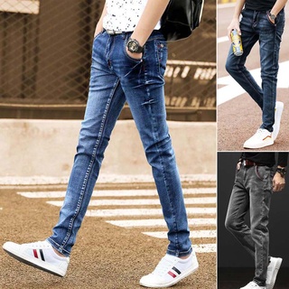 กางเกงยีนส์สกินนี่ Men Skinny Jeans กางเกงยีนส์ ผู้ชาย แฟชั่นบุรุษ กางเกงยีนส์สีฟ้า กางเกงยีนส์ผ้ายืดสีน้ำเงิน