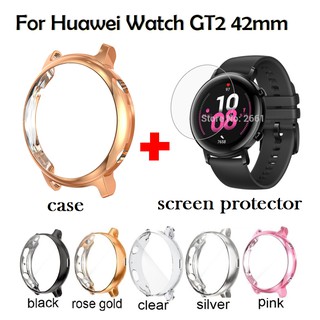 เคสนาฬิกา TPU แบบนิ่ม พร้อมฟิล์มป้องกันหน้าจอ สำหรับ Huawei Watch GT2 42 มม.