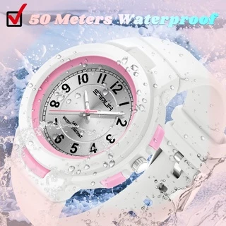 Sanda 2022 นาฬิกาข้อมือสปอร์ต กันน้ํา สีพื้น สําหรับเด็กผู้ชาย ผู้หญิง 6095-7