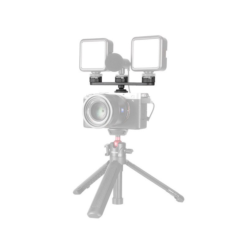 Ulanzi PT-23 Cold Shoe Bracket Vlog Expansion Bracket with 3 Cold Shoe Mounts 180° Rotatable for Mounting LED Video