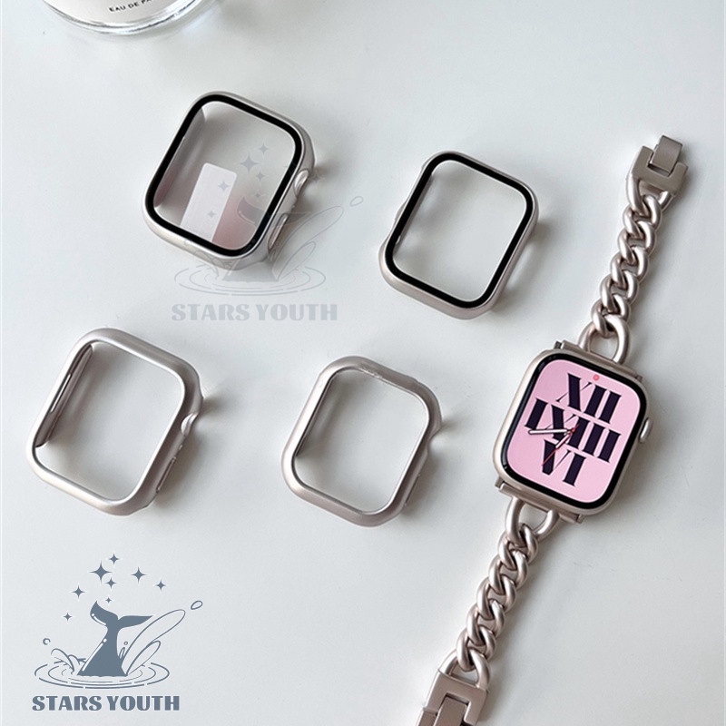 【Starlight Series】เคสพีซีแบบแข็งป้องกัน 2 ใน 1 พร้อมกระจกนิรภัยสำหรับ iWatch Series 10 9 8 7 6 SE 5 4 3 Ultra 2 41 มม. 45 มม. 40 มม. 44 มม. 42 มม. 46 มม.