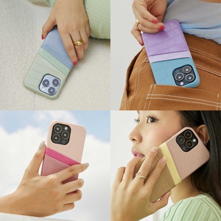 (โค้ด8MUSE65ลด65.-)(14 series)MUSE 3Tone Card Holder Phone Case PASTEL