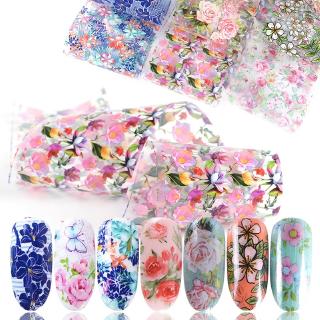 [พร้อมส่ง] สติ๊กเกอร์ฟอยล์ลายดอกกุหลาบ Diy สําหรับใช้ในการติดตกแต่งเล็บ 10ชิ้น/ชุด