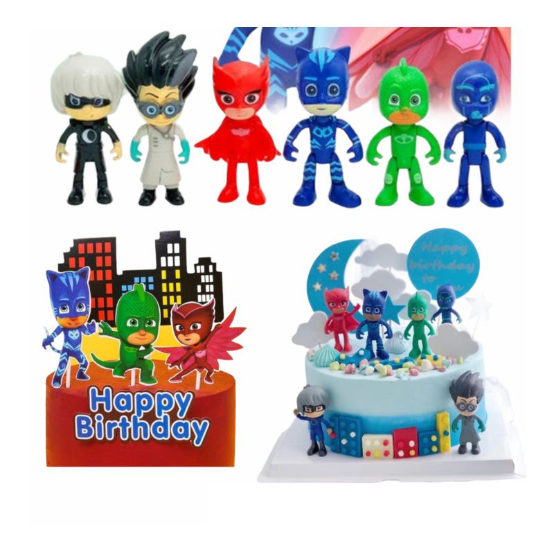 (PVC) ตุ๊กตาฟิกเกอร์ PJ Mask เค้ก Topper / Birthday Party Baby Shower PJMASK ของขวัญ ของเล่นสําหรับเด็ก
