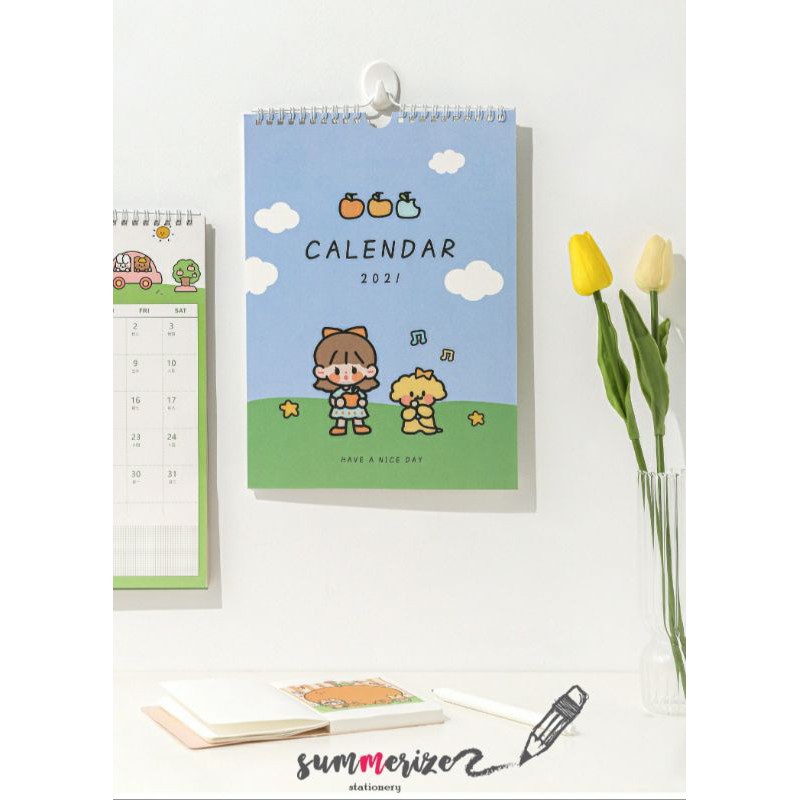ปฏิทินแขวน ปี 2021 ปฏิทินน่ารักๆ wall calendar2021 แถมฟรี!!สติ๊กเกอร์ตกแต่ง (เริ่มเดือน11/2020-12/20