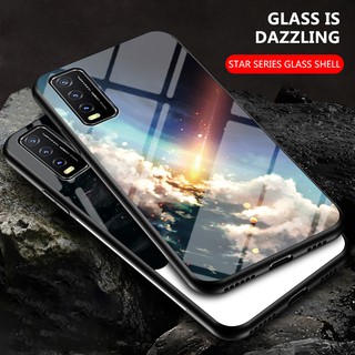 กรณี Vivo Y20 2020 ฝาครอบกรณี Gradient Starry Glass Casing เคสโทรศัพท์ Vivo Y20 Y 20 VivoY20 Back Cover