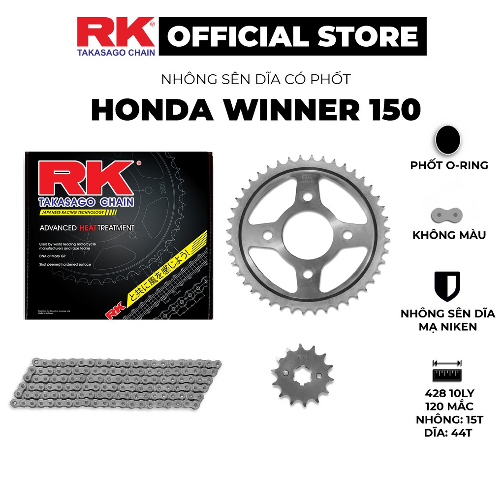 Rk Takasago chain RK Sprocket สําหรับ Honda Winner 150 Motorcycles, 10 ถ ้ วยเหล ็ ก O-ring ซีลยาง เชี ่ ยวชาญใน Heavy Load