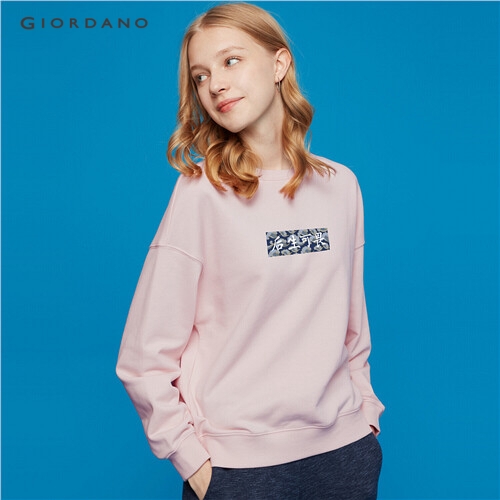 GIORDANO WOMEN Printed loose long-sleeve sweatshirt 99399435