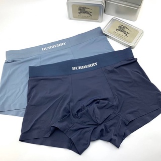 BURBERRY DETAIL STRETCH CLASSIC LOGO WAIST BAND MEN UNDERWEAR 100% COTTON BOXER SHORTS กางเกงในสำหรับคุณผู้ชาย บ๊อกเซอร์