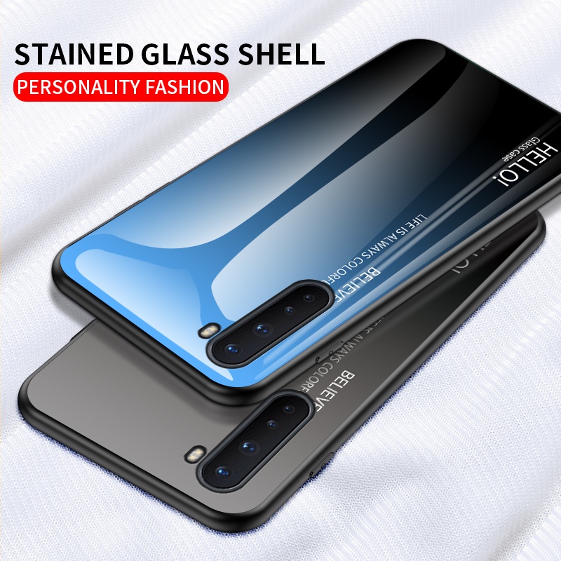 One Plus Nord 1+nord OnePlus Nord เคสกระจก Tempered Glass Phone เคส Soft TPU Edge Protection Hard Case Back Cover