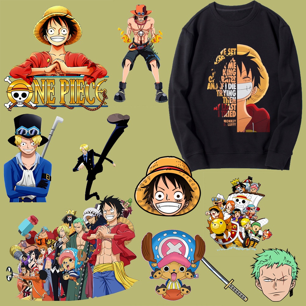 แผ่นแพทช์รีดติดเสื้อ ลายการ์ตูนอนิเมะ One Piecer ซักล้างได้ สําหรับตกแต่งเสื้อผ้าเด็ก DIY