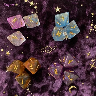 Super 3 Pcs 8-Sided Rune Dice Resin Assorted Polyhedral Dices Set Divination Table Board Roll Party Cards Playing Game Toy