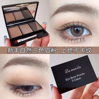 LAMEILA 3605 เขียนคิ้วตลับ 3in1 คิ้วฝุ่นอัดแข็งตลับ 3 มิติ แถมแปรงปัดคิ้ว 2 หัว สไตล์เกาหลี กันน้ำ ติดทน Eyebrow Powder